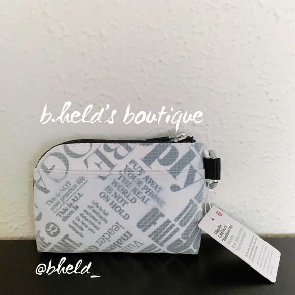 lululemon Clippable Card Pouch Wallet *Manifesto Print in White/Black OS New NWT - Picture 5 of 16